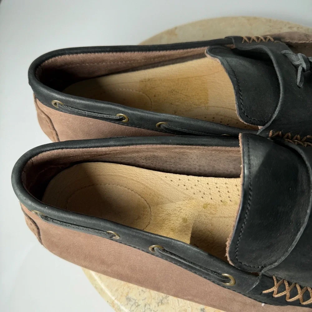 UGG Chester Tassel Loafers 11.5 Brown Black Leather Suede Moccasins 1010139